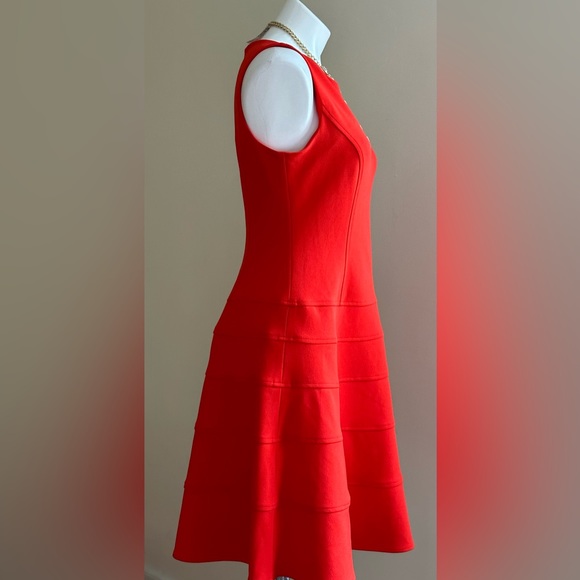 Tommy Hilfiger Bright Red Midi Sleeveless Dress SZ 8 Zipper In Back with Symbol - Picture 3 of 12